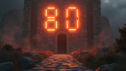 digital countdown historical ruins. immersive projection art experiences. modern technology meets ancient history. stunning visuals in heritage sites.