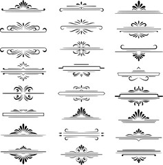 Set of Black Horizontal Dividers and Ornaments