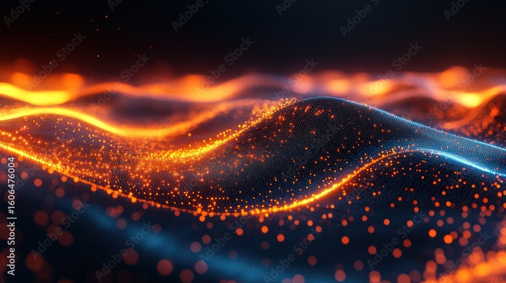 Poster abstract representation of energetic waves of particles.