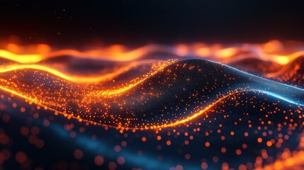 Abstract representation of energetic waves of particles.