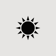 sun, icon, silhouette, vector, black, weather, symbol, illustration, graphic, sunshine, bright, hot, summer, sky, heat, climate, day, energy, light, bold, minimal, design, circular, nature, solar, fla