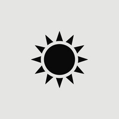 sun, icon, silhouette, vector, black, weather, symbol, illustration, graphic, sunshine, bright, hot, summer, sky, heat, climate, day, energy, light, bold, minimal, design, circular, nature, solar, fla