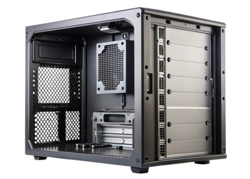  computer chassis tower pc case hardware isolated on white background PNG , AI GENERATED