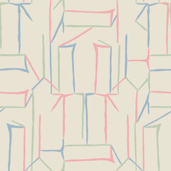 Vector geometric line art seamless repeat pattern