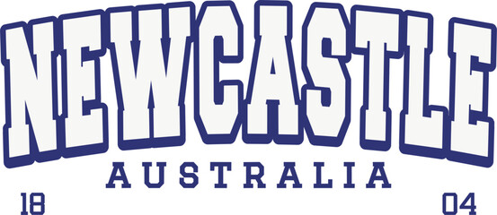 New Castle Australia Vintage Typography College Varsity for Jersey, T-Shirt, or Wall Art Design - Vector
