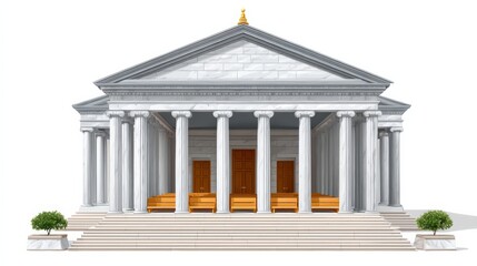 Fototapeta premium 3D Illustration of a Grand Courthouse Featuring Marble Columns and Classic Architectural Design