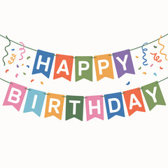 Happy Birthday Banner Illustration Colorful Party Garland Vector Design