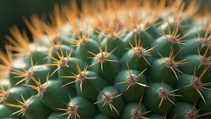 Cactus spines close-up photography. Ultra-realistic prickly texture of cactus. Nature's defense: sharp and unique spines. Fascinating details of cactus plant life.
