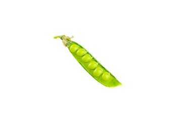 Fresh green pea pods with green peas isolated on white background. Sweet green peas. Green pea beans vegetables. Vegan. healthy vegetable