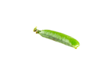 Fresh green pea pods with green peas isolated on white background. Sweet green peas. Green pea beans vegetables. Vegan. healthy vegetable