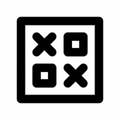 Tic Tac Toe Game Board Icon - X and O Symbols in Square Grid