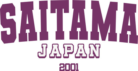Saitama Japan Vintage Typography College Varsity for Jersey, T-Shirt, or Wall Art Design - Vector