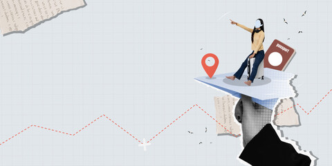 Business travel illustration featuring traveler and digital planning. Vector illustration