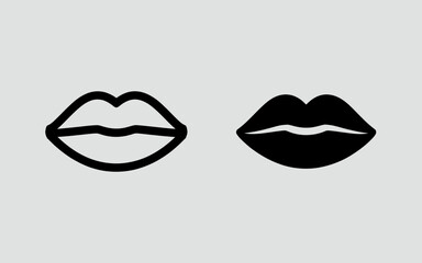 Lips Icon Set Outline and Solid Mouth Symbol Vector Illustration