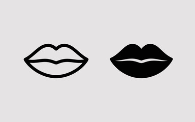 Lips Icon Set Outline and Solid Mouth Symbol Vector Illustration