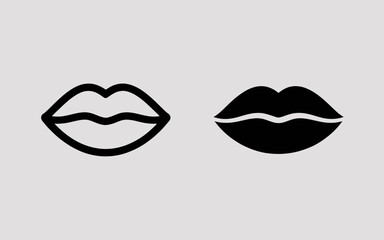 Lips Icon Set Outline and Solid Mouth Symbol Vector Illustration