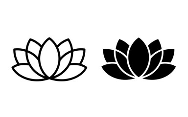 Lotus Flower Icon Set Outline and Solid Spa Wellness Symbol Vector