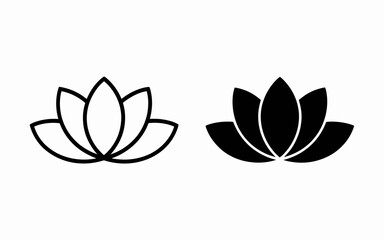 Lotus Flower Icon Set Outline and Solid Spa Wellness Symbol Vector