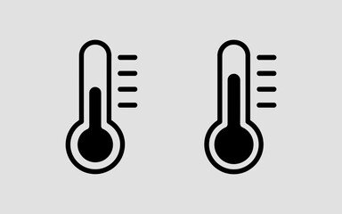 Thermometer Icon Set Outline and Solid Temperature Measurement Vector