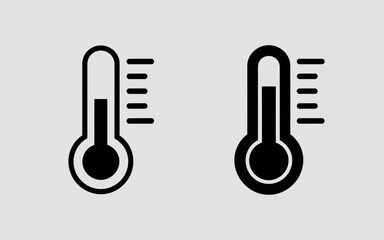 Thermometer Icon Set Outline and Solid Temperature Measurement Vector
