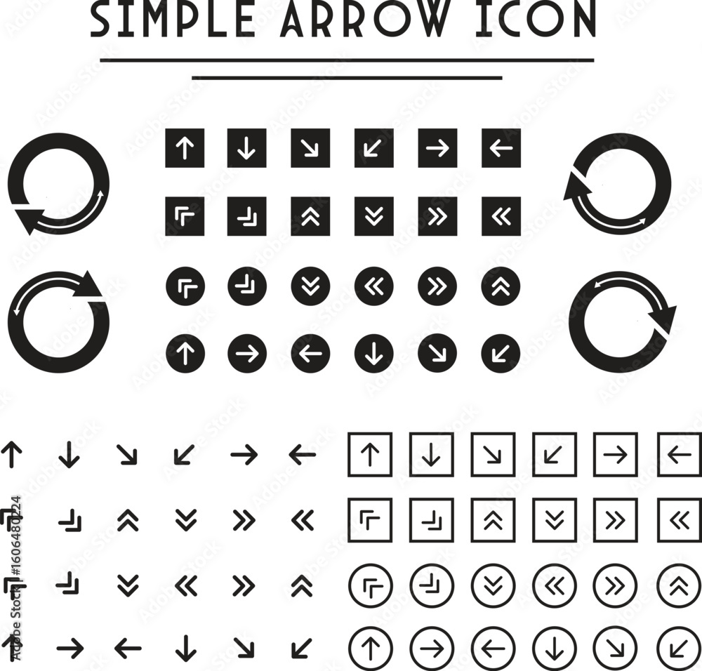 Poster arrow icons set. arrow collection. simple arrow big set. vector illustration