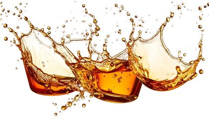 Dynamic liquid bursts of caramel colored beverage creating a splash spectacle