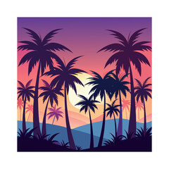 Fototapeta premium Palm Tree Silhouette Vector Set for Tropical and Summer Design