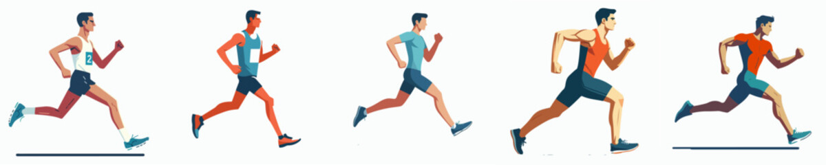 vector of a male running a marathon