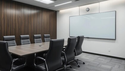 Empty contemporary conference room interior with nobody and modern furniture