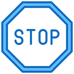 Stop Sign Blue Fill Outline Icon Vector Design - Octagonal stop sign, representing critical safety alerts or operational halts