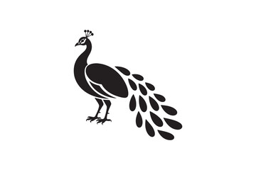 Elegant Peacock Silhouette Vector Art Black Peacock Logo Design Inspiration