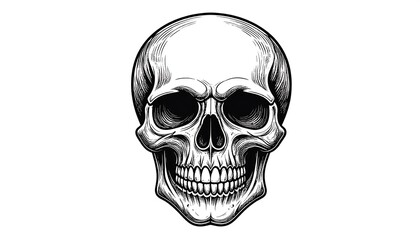 Fototapeta premium Detailed grayscale skull illustration