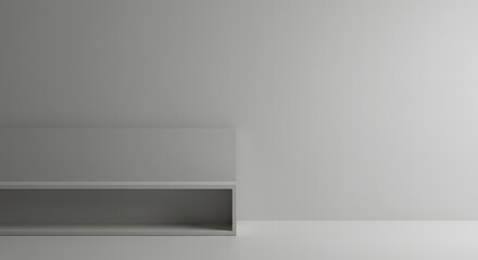Minimalist Gray Shelf and Wall: Modern Interior Design, Empty Space.