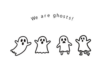 ハロウィンのおばけのイラストセット、仮装