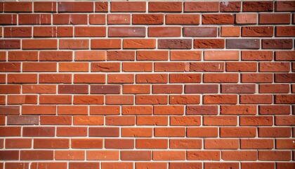Obraz premium Detailed texture of a red brick wall with white grout lines in construction