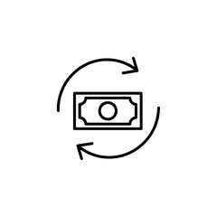 Outline illustration of money exchange with arrows in a circular motion