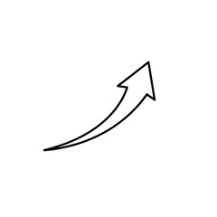 arrow curving upwards vector icon, A simple black arrow curving upwards on a plain white background drawing
