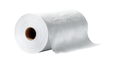 Fototapeta premium Roll of white tissue paper with soft texture isolated on black isolated, transparent background