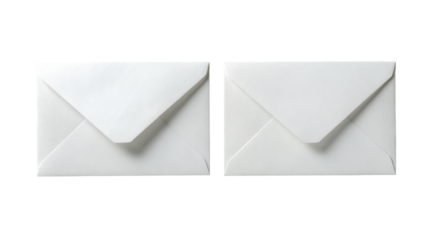 Two white blank paper envelopes isolated transparency isolated, transparent background