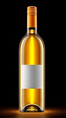 Neon Lit White Wine Bottle With Blank Label Against Dark Background