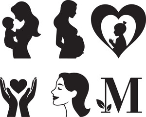 Love Mom Minimalist Clipart Collection

