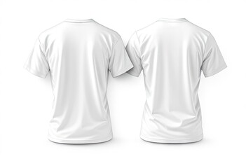 Two plain white short-sleeved t-shirts shown from the back, slightly offset, against a pure white background, showcasing their smooth texture and simple design