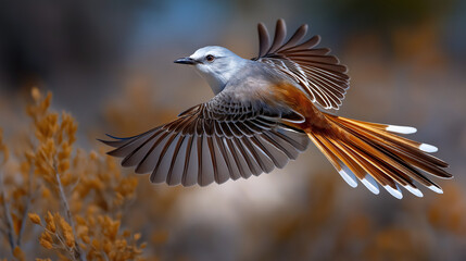 Obraz premium Graceful Scissor-tailed Flycatcher in Soaring Flight