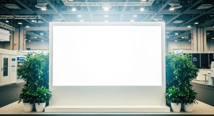 Blank display screen at trade show booth
