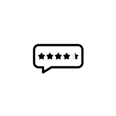 A speech bubble icon displaying a four and a half star rating.