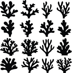 Coral Silhouette Variations Collection, Ocean Plant Art