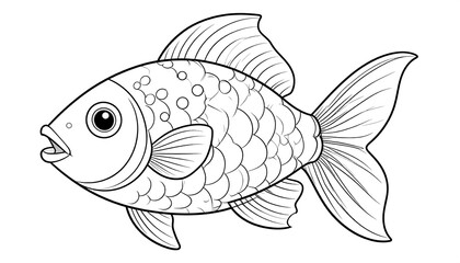 Elegant and detailed goldfish line art, perfect for coloring pages and illustrations