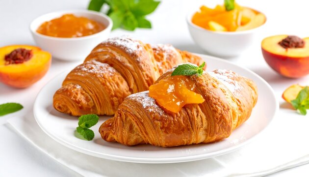 Fresh croissants with peach jam
