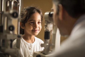 Ultra Realistic Cinematic 9-Year-Old Indian Girl Having an Eye Exam - Pediatric Vision Care.