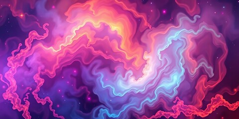 Obraz premium Cosmic swirls of vibrant nebula gas clouds form abstract galaxy pattern, night sky, energy
